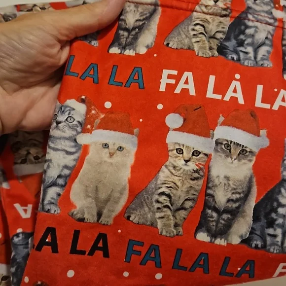 Kittens wearing Santa hats Fa la la Holiday Christmas leggings  M/L Capelli - Picture 7 of 7